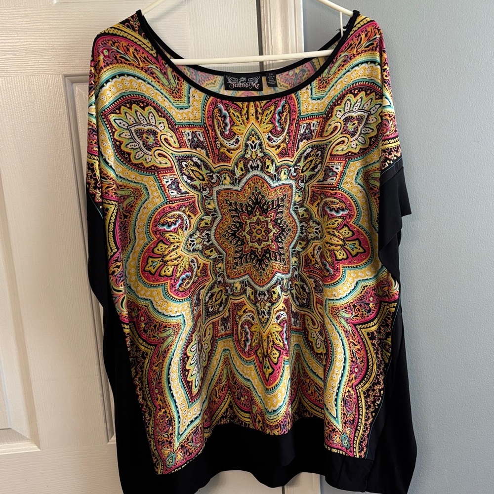 Simply Couture Black and Gold Paisley Blouse